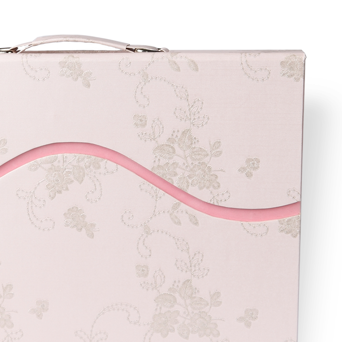 Custom Briefcase - Floral paper, suede accent, stitched carry handle